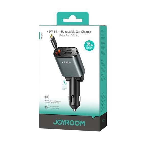 Retractable car charger 3*1 45W